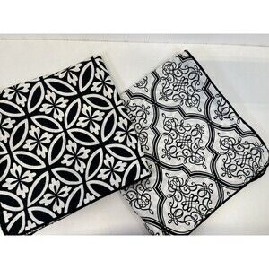 2 Noble Excellence Euro Sham Black & White Geometric. Reversible  26”x26” Square